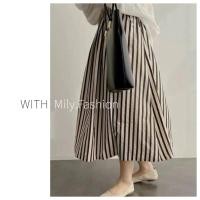 ราคา Milyfashion กระโปรงยาวทรงเอลายทางสดใสย้อนยุคกระโปรงลำลองลดอายุเอวสูงยางยืดดีไซน์สำหรับผู้หญิงฤดูร้อน (29556740538)