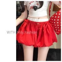 ราคา Milyfashion เย็บสีคมชัดเอว Bud กางเกงขาสั้นปลอมสองชิ้นเอวสูงหลวม a Line Hakama กระโปรงเล็ก Slimmer ดู Bloom กระโปรงผู้หญิง (42152617804)