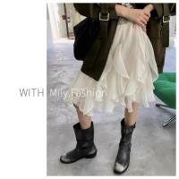 ราคา Milyfashion ลูกไม้เย็บกระโปรง Slimmer ดูกระโปรงเค้กกระโปรงสั้น Super Fairy ฝรั่งเศสยืดหยุ่นเอวสูงชีฟอง (40006480835)