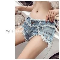 ราคา Milyfashion 2024ฤดูร้อนใหม่สไตล์สตรีทกางเกงเอวต่ำสุดหวานเผยให้เห็นก้นกางเกงร้อนกางเกงขาสั้นผ้ายีนส์สามเหลี่ยม (28613323331)