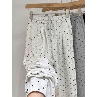 ราคา Milyfashion กางเกงขากว้างลายจุดสีเทา สไตล์ลำลองเอวสูงสำหรับผู้หญิง (40471061800)