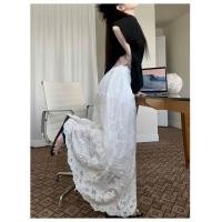 ราคา Milyfashion กระโปรงลายลูกไม้สีขาบเอวสูง สไตล์Slimmer A line มีซับใน (25947687757)