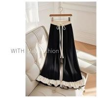 ราคา Milyfashion กางเกงขาตรงกางเกงขากว้างลูกไม้เย็บเอวสูงสไตล์ใหม่สบายๆAll Match Drawstringกางเกงหวาน (40623106093)