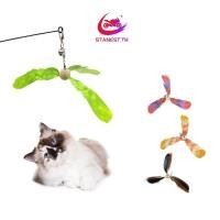 ราคา Stanest Cat Feather Wand ของเล่นลูกแมว Teaser Stick ของเล่นแมวปฏิสัมพันธ์ CatWindmill ของเล่น (28337250127)