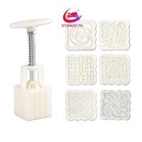 ราคา Stanest 50g แม่พิมพ์เค้กดวงจันทร์ 6 แสตมป์สแควร์บาร์เรลขนมไหว้พระจันทร์มือความดันขนม Mould (40168025345)