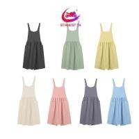 ราคา Stanest Pure Color for Cross Back Apron with Pockets Adjustable Waist Tie Cotton Linen B (29727392635)