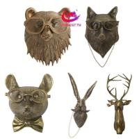 ราคา เรซิ่นสัตว์ประติมากรรมหัวพร้อมแว่นตา ของประดับตกแต่งผนัง Stanest Bronzed (40368017778)