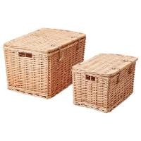 ราคา กล่องใส่ของ ตะกร้าสาน ตะกร้า ตะกร้าใส่ของ อินสเวียบ กล่องใส่ของพร้อมฝา 2 ใบ INSVEP Storage box with lid set of 2 willow (13958575405)