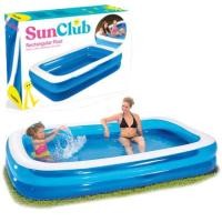 ราคา สระน้ำเป่าลม สระว่ายน้ำเป่าลม Sun Club Blue Rectangular Family Pool สระว่ายน้ำเด็ก (15724368315)