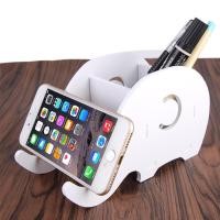 ราคา ที่วางโทรศัพท์ แท่นวางมือถือ ที่ตั้งมือ Elephant Phone Stents Rack Multi function Office Pencil Case Wooden Storage Box (6677926571)