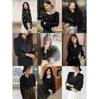 ราคา เสื้อทำงานแขนยาว แขนสั้น สีดำผ้าดี (48750149645)