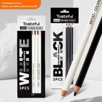 ราคา Monochrome Master Extra White ดินสอสี Extra Black Oily Professional Art ภาพวาดสีตะกั่ว 3 ดินสอ (41525934105)
