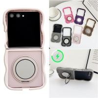 ราคา หรูหรา 360 ที่วางกระจกเคสโทรศัพท์แม่เหล็กสําหรับ Samsung Galaxy Z Flip 7 Z Flip 7FE Z Flip 6 Z Flip 5 Z Flip 4 Z Flip 3 Wave Design Matte กันกระแทกฝาครอบป้องกัน (49751175217)