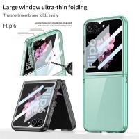 ราคา Ultra Thin Slim Film Clear Case Cover Samsung Galaxy Z Flip 6 Z Flip 5 Large Window Front Tempered Glass Hard Casing (28557645948)