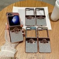 ราคา SAMSUNG หรูหราพับglitterปลอกธรรมดาsamsung Galaxy Z Flip 6 Flip 5 Flip 4 Flip 3 5GสําหรับSamsung Galaxy Z Flip 6 5 4 3 บานพับแหวนวงเล็บฝาครอบป้องกัน (27550886746)