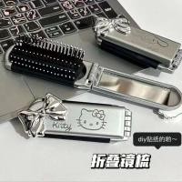 ราคา การ์ตูน Sanrio หวีถุงลมนิรภัยพับได้แบบพกพา Hello kitty กระจกแต่งหน้าแบบพกพา Dual use Integrated Mirror Comb diy Kuromi Melody หวีสุนัขหูใหญ่ (40874917252)