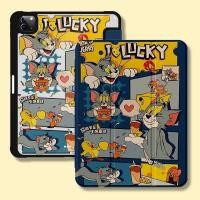 ราคา เคสป้องกันการตกกระแทก Tom and Jerry พร้อมช่องใส่ปากกา เคสอะคริลิคพับได้สำหรับ iPad Gen9 Gen7 Gen8 10 2 Air4 5 10 9 10 5 Pro11 2018 2020 2021 Air6 (43302737401)