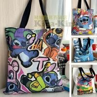 ราคา กระเป๋าผ้าใบพิมพ์ลาย Stitch สำหรับผู้หญิง ความจุขนาดใหญ่ กระเป๋าสะพายไหล่การ์ตูนน่ารัก Lilo และ Stitch สำหรับนักเรียนและผู้สอน (27687152510)