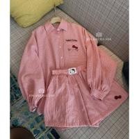 ราคา ชุดเซ็ท งานป้ายแพ็คถุง คิตตี้ลายสก็อต ผ้านุ่มใส่สบายไม่คันทรงOversize (48900808663)