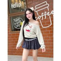 ราคา งานป้ายแพ็คถุง เซ็ต 2 ชิ้น เสื้อแขนยาวปาดไหล่แต่งน้อง Kitty กระโปรงพิมลาย Kitty แต่งลูกไม้ MD (29493528948)