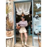 ราคา เซท2ชิ้นเสื้อเปิดไหล่ ลายริ้วมาพร้อมกางเกงบอลลูนขาสั้นแต่งจีบทสุดฮิต (52950077947)