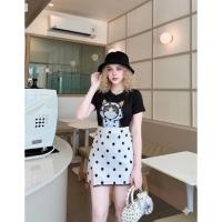 ราคา เซ็ต2ชิ้น งานโพกาดอท เสื้อน้องแมว กระโปรงแต่งลูกไม้ (44274207978)