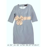 ราคา เดรสสีเทา แต่งโบว์น่ารักมาก (25600874305)
