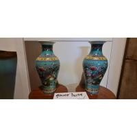 ราคา แจกันกังไสกระเบื้องเคลือบดินเผาลายบุบผาชาติเต็มใบสีเขียวมงคล ได้ยกคู่2ใบ มีคู่เดียว (56351248292)