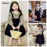 ราคา Grace เด็กเสือลายสก๊อตสีเขียว สีดำกลับกระโปรงผ้าลูกฟูกหลวมแขนยาวฝรั่งเศสหวานสบาย ๆ น่ารักวันห G79846 (28366559416)