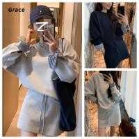 ราคา Grace เวอร์ชั่นเกาหลีเสื้อกันหนาวชุดลําลอง 2025 สไตล์ใหม่ลายสก๊อตข้อมือเย็บเสื้อคอกลม กระโปรงสูทสองชิ้น GR108 (27618240276)