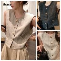 ราคา พระคุณ 2025 ฤดูหนาวรูปแบบใหม่สไตล์ชาแนลเสื้อกั๊กเสื้อกั๊กด้านนอกด้านบนผู้หญิงแฟชั่นสไตล์ตะวันตกสูทเสื้อกั๊ก กรัม3501 (27712307779)