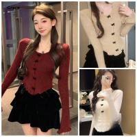 ราคา Grace คลังสินค้าพร้อม เสื้อถักสีแดงคริสต์มาสฤดูใบไม้ร่วงฤดูหนาว Uniqlo เสื้อแขนยาวผู้หญิง GRL196 (41876075122)