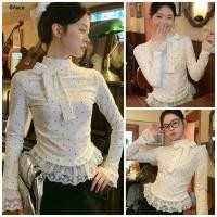 ราคา เสื้อลูกไม้ลายจุดเอวสูง Grace พร้อมส่ง GRL050 (40974637256)