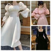 ราคา Grace เดรสคอเหลียมฝรังเศส เดรสแขนพัฟ เดรสสายเดียว G8607 หลายสี (26960596231)