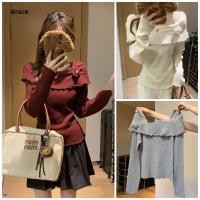 ราคา Grace คลังสินค้าพร้อม เสื้อสเวตเตอร์ไหล่เดียวสีแดงคริสต์มาสฤดูใบไม้ร่วงฤดูหนาวสลิมฟิต Uniqlo เสื้อแขนยาวผู้หญิง GRL1 (44276075069)