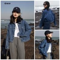 ราคา Grace Ready Stock แจ็คเก็ตยีนส์สั้นผู้หญิง 2025 เสื้อแจ็คเก็ตแฟชั่นทรงหลวมสไตล์ใหม่ GRL083 (43225420687)