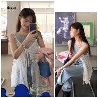 ราคา Grace คลังสินค้าพร้อม เสื้อกล้ามสไตล์เกาหลีผู้หญิง 2025 เสื้อกั๊กผ้าชีฟองลูกไม้โบว์สไตล์ใหม่ GR1529 (43100973971)