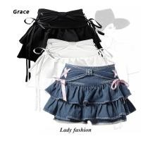 ราคา Grace คลังสินค้าพร้อม กระโปรงจีบผูกโบว์สไตล์เกาหลีเอวสูง Slimmer Look กางเกงกระโปรง GR2843 (41956792940)