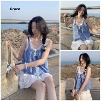 ราคา เสื้อลายสก๊อตลูกไม้แขนกุด สไตล์ฤดูร้อน ทรงหลวม สต็อกพร้อมขาย (41466693369)