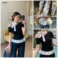 ราคา Grace เสื้อยืดหญิงไหล่เอียงมีลูกไมครึบ สไตล์ใหม่สดใสรุ่น GRL048 (25397504112)