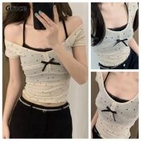 ราคา Grace ชิน สายเดียว ไหมพรมพร้อม เสือคลุม detailลายจุดผ้าบางบาง สามารถไส่ปาดไหล่ได้ เหมาะสำหรับช่วงซัมเม G99930 (25036115486)