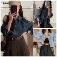 ราคา Grace Ready Stock เสื้อแจ็คเก็ตยีนส์เกาะอกฤดูใบไม้ร่วง 2025 สไตล์ใหม่ เวอร์ชั่นเกาหลี Retro Top GRL279 (54301207101)