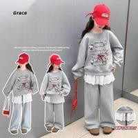 ราคา Grace คลังสินค้าพร้อม ชุดกีฬาเด็กผู้หญิง 2025 เด็กผู้หญิงสไตล์ใหม่ Big Kids Fashion Sweatshirt กางเกงวอร์มสองชิ้นสไตล์เกาหลี GR3329 (42915241375)