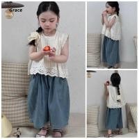 ราคา Grace พร้อมสต็อก 3 8 ปี ชุดญี่ปุ่นเด็กผู้หญิง เสื้อแขนกุด กางเกงขากว้าง สำหรับเด็กผู้หญิง สไตล์เจ้าหญ GR1293 (29685680487)