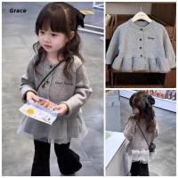 ราคา Grace Ready Stock Girls Korean Version Patchwork Cardigan Sweatshirt 2025 เสื้อแขนยาวถักสีเทาสไตล์ใหม่ GRL205 (55450726493)