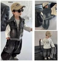 ราคา Grace คลังสินค้าพร้อม เสื้อกั๊กยีนส์ฤดูใบไม้ร่วงสําหรับเด็กชุดสามชิ้น 2025 ชุดสูทเด็กชายสไตล์เกาหลีสไตล์ใหม่ GRL014 (40373609553)