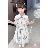 ราคา Grace ฮันฟู สาวชุดสองชิ้นฤดูใบไม้ผลิฤดูใบไม้ร่วง กลิ่นฉุน ชุดสาวจีนจีนจีนจีนองค์ประกอบจีนเสื้อผ้าเด็กสาวชุดโบราณชุดเจ้าหญิงชุด GR098 (29518179507)