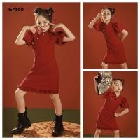 ราคา Grace ชุดเดรสกีเพ้า ขนาดไหญ่ สีแดง สไตล์จีน สำหรับเด็กผู้หญิง GR128 (28918454581)