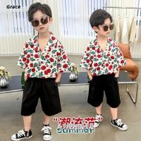 ราคา Grace ชุดไปทะเลเด็ก2025 ฮาวายวันหยุดลมเต็มเสื้อลายดอก กางเกงสองชิ้น GR336 (28570916901)
