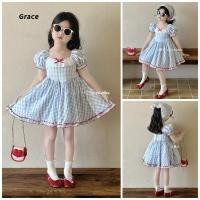 ราคา Grace ชุดเดรสลายสก๊อตแขนสั้นสำหรับเด็กผู้หญิงสไตล์เกาหลี กราฟิก GR2918 พร้อมส่ง (29338603093)